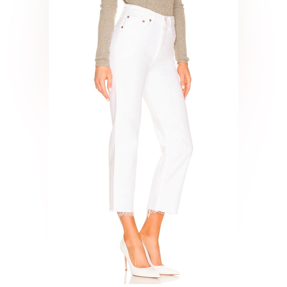 Agolde Riley High Rise Straight Crop - White